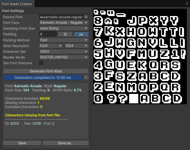 TextMeshPro Font Asset Creator